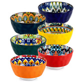 Set Of 6 Bohemian-Style Porcelain Mini Cereal Bowls - Perfect For Serving Cereal or Snacks or Desserts.