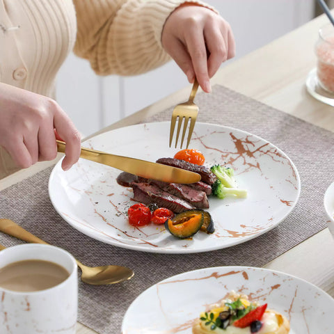 Lovecasa 16-Piece Gold Splash Dinnerware Set Combining Elegance And Functionality For Any Dining Occasion - White