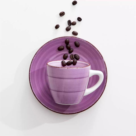 Bonita Multicolor Cups and Saucers Set of 6 - vibrant rainbow colors, spiral design -  handmade - perfect for black coffee-vancasso