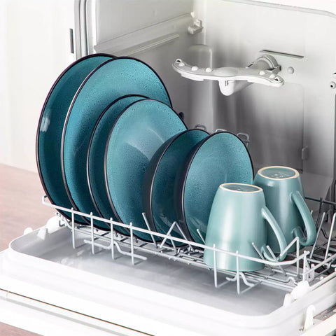 Bubble 16 Piece Stoneware Dinnerware Set With A Modern Textured Design - Perfect For Elevating Everyday Meals - Green