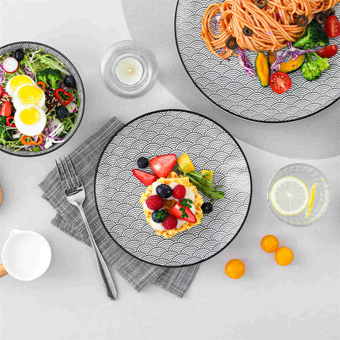 Asian Inspired Japanese Style Haruka 12 Piece Porcelain Dinnerware Set with Bowls-vancasso