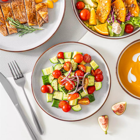 Loire 16-Piece Stoneware Dinnerware Set With A Refined Speckled Glaze And Earthy Brown Trim Ideal For Everyday Meals or Casual Gatherings - Grey