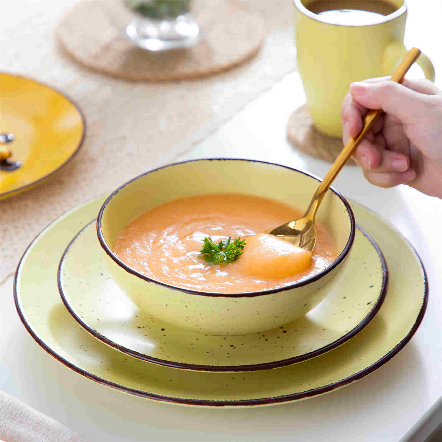 Colorful rustic dinnerware sets