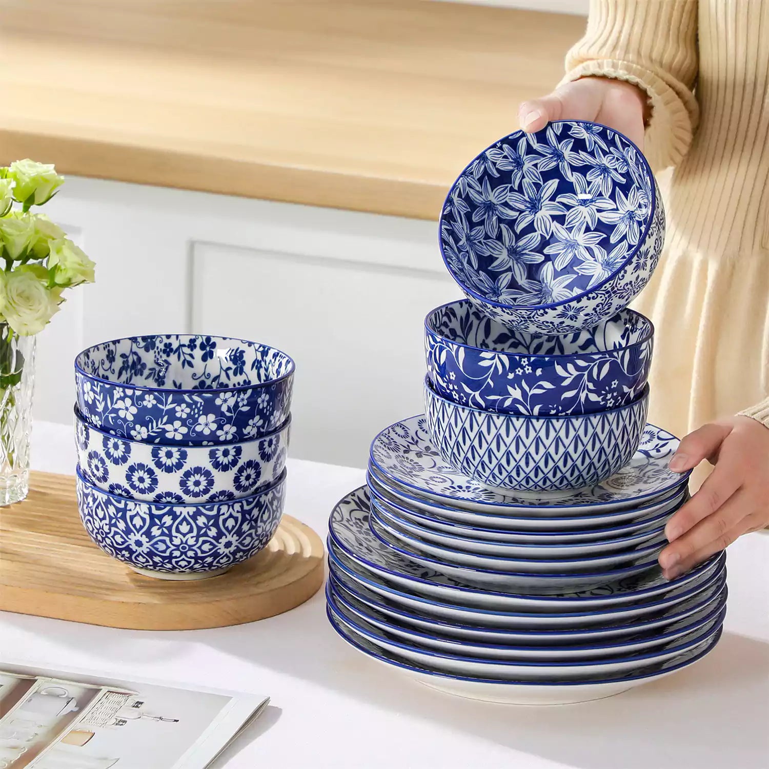 Selene 18 Piece Dinnerware Set perfect for casual family meals or stylish everyday dining.