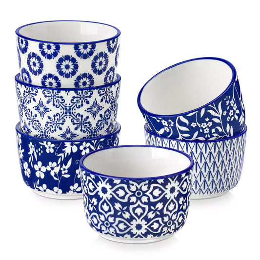 Selene Set Of 6 Ramekin Bowls Perfect For Baking And Serving Desserts and Dips - 4 oz 1500