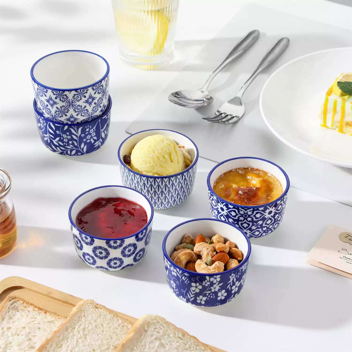 Selene Set Of 6 Ramekin Bowls Perfect For Baking And Serving Desserts and Dips - 4 oz