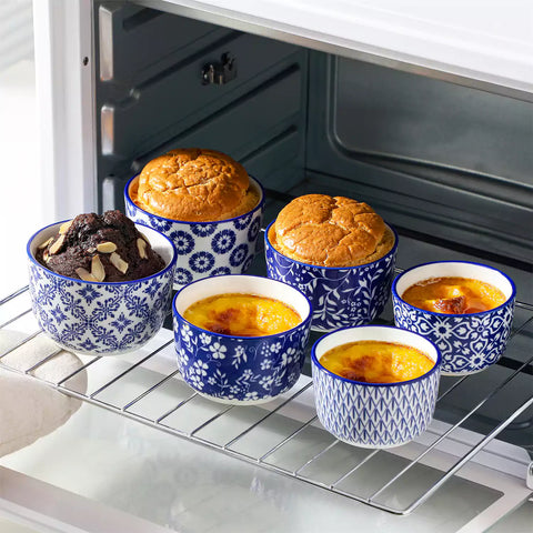 Selene Set Of 6 Ramekin Bowls Perfect For Baking And Serving Desserts and Dips - 4 oz