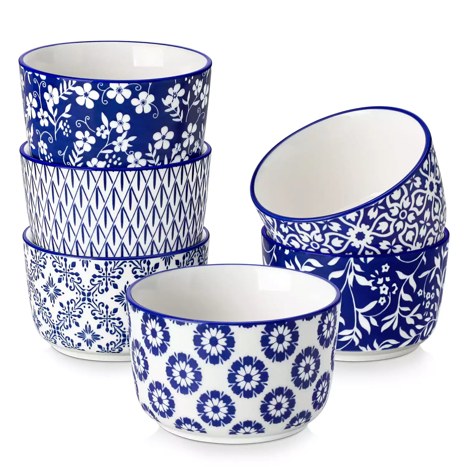 Selene Set Of 6 Ramekin Bowls Perfect For Baking And Serving Desserts and Dips - 6 oz