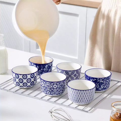 Selene Set Of 6 Ramekin Bowls Perfect For Baking And Serving Desserts and Dips - 6 oz