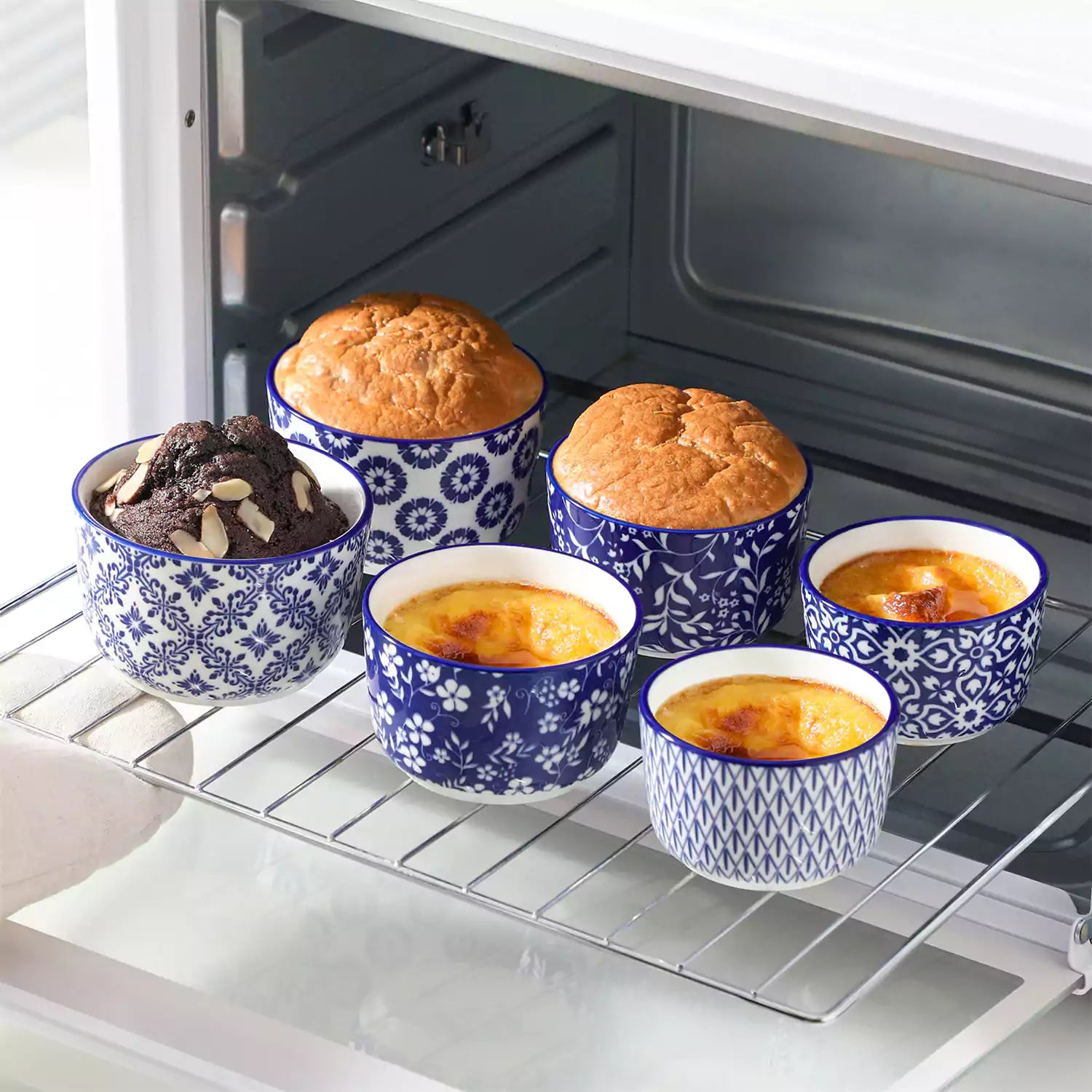 Selene Set Of 6 Ramekin Bowls Perfect For Baking And Serving Desserts and Dips - 6 oz