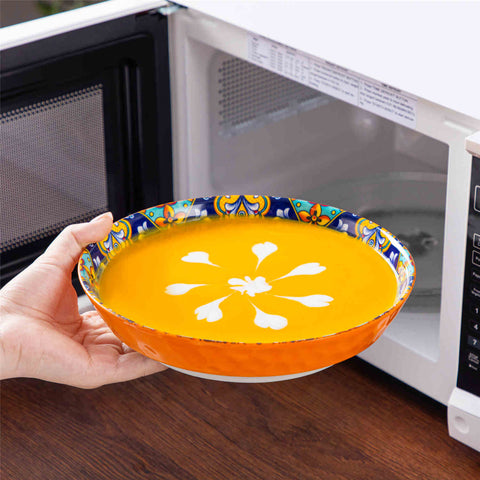 Boho Chic Simi 16-Piece Porcelain Dinnerware Set in Assorted Colors with Embossed Cereal Bowls