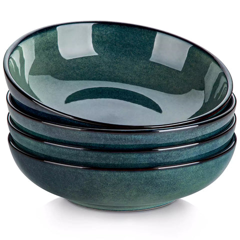 Stern Pasta Bowls Set Of 4 Made From Durable Stoneware Perfect For Serving Pasta And More With A Modern Touch - Green