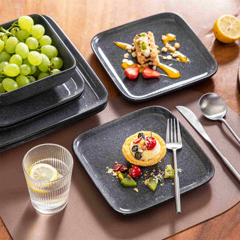 Stern 16 Piece Grey Square Dinnerware Set
