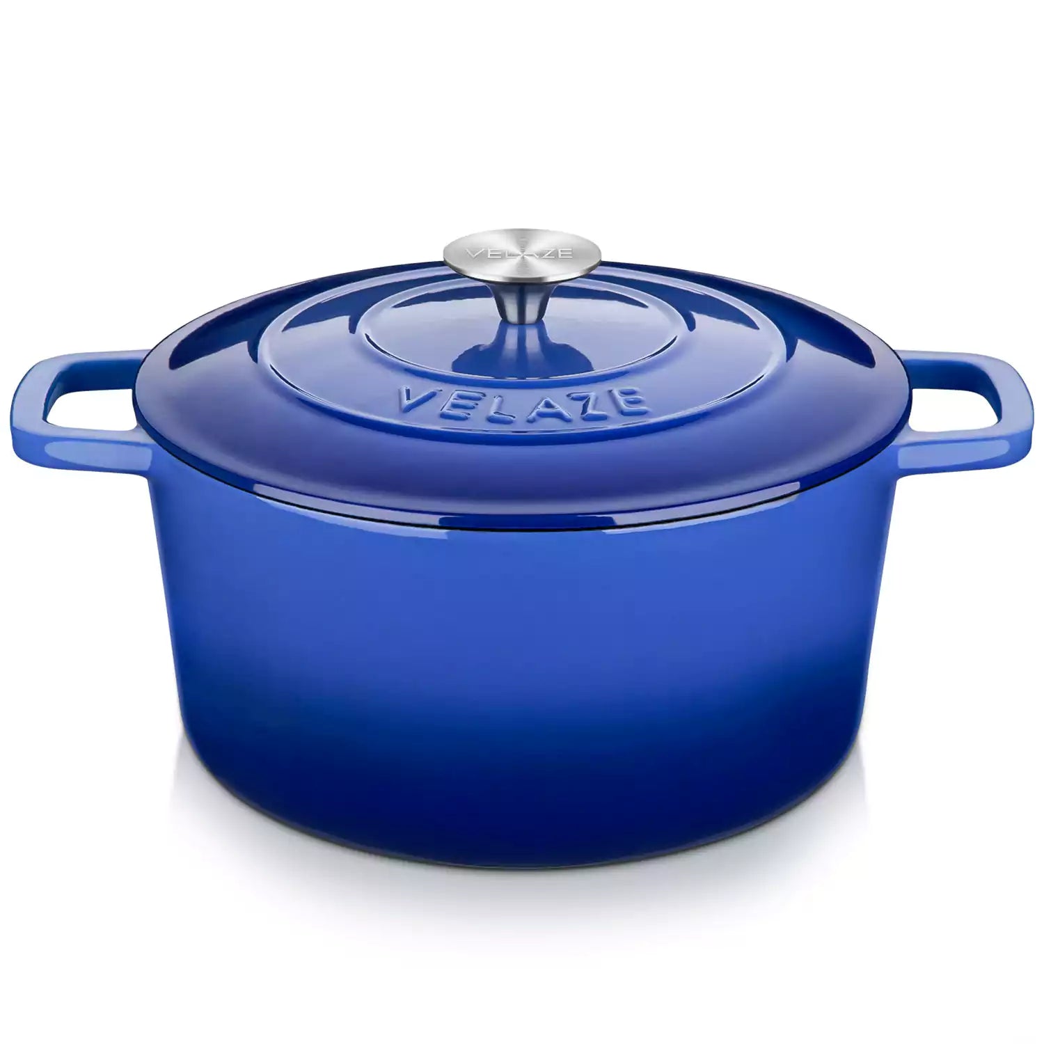 Velaze 6qt Enameled Cast Iron Round Dutch Oven With Lid - Featuring A Durable Enamel Finish - Ideal For Slow Cooking - Baking - And Braising - Blue