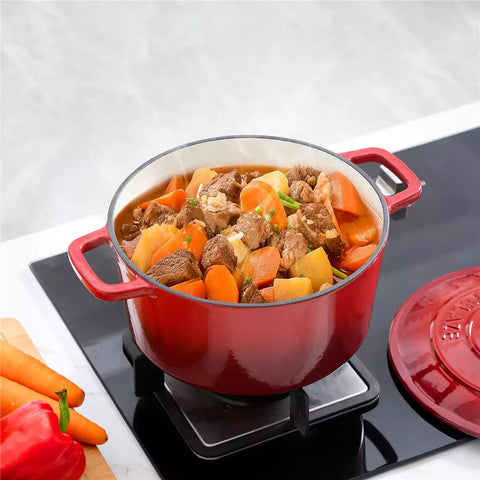 Velaze 6qt Enameled Cast Iron Round Dutch Oven With Lid - Featuring A Durable Enamel Finish - Ideal For Slow Cooking - Baking - And Braising - Red