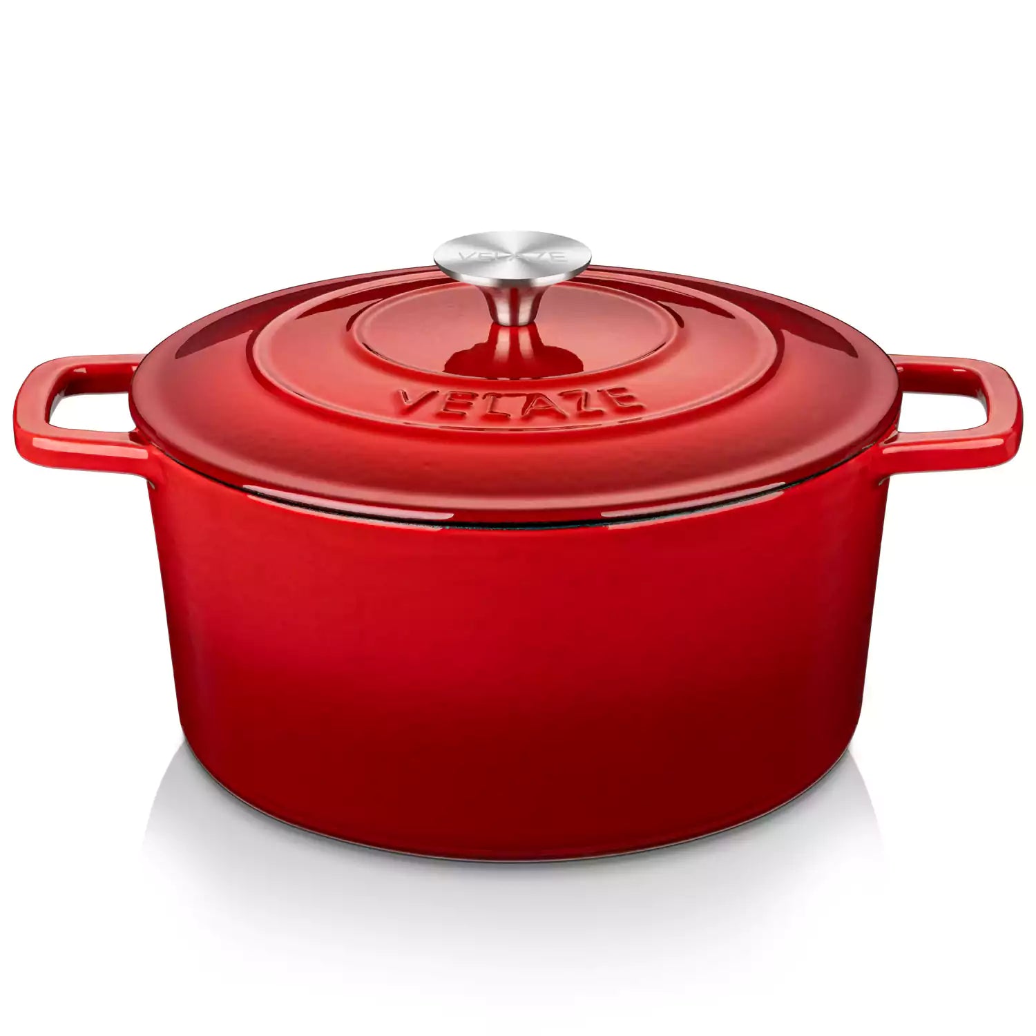 Velaze 6qt Enameled Cast Iron Round Dutch Oven With Lid - Featuring A Durable Enamel Finish - Ideal For Slow Cooking - Baking - And Braising - Red