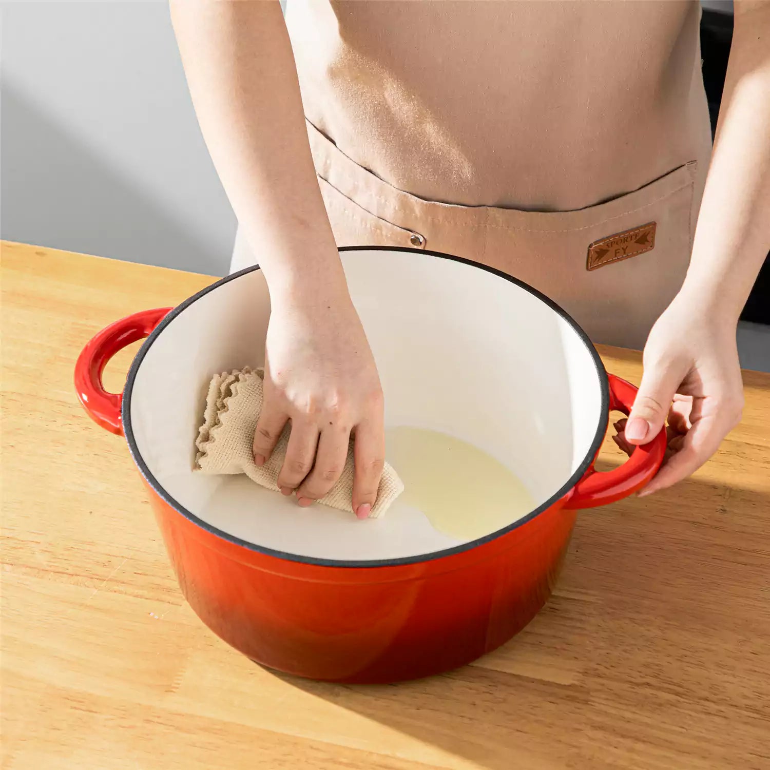 Velaze Six and a Half Quart Enameled Cast Iron Dutch Oven Ideal For Roasting Stewing With A Lid For Superior Heat Retention - Red