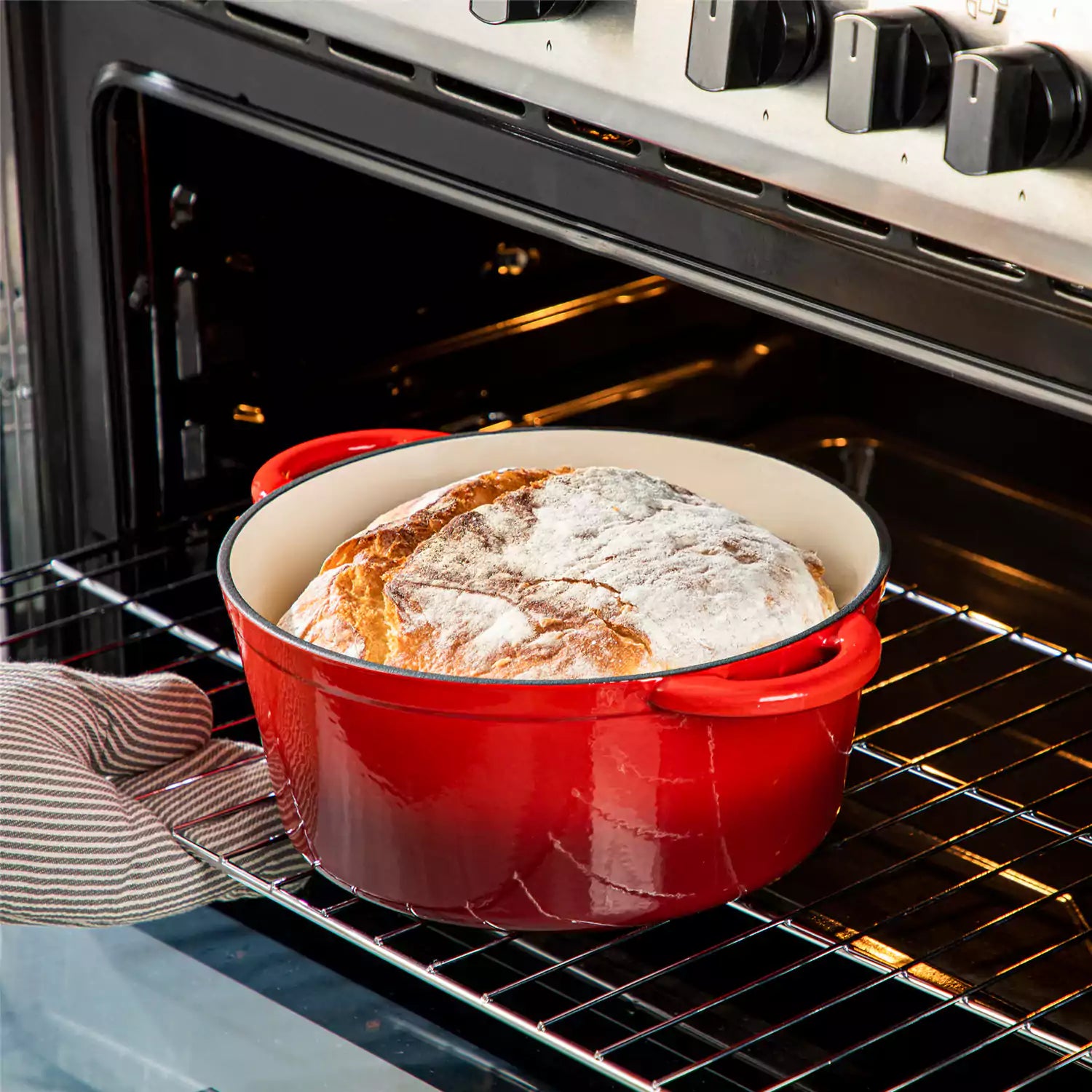 Velaze Six and a Half Quart Enameled Cast Iron Dutch Oven Ideal For Roasting Stewing With A Lid For Superior Heat Retention - Red