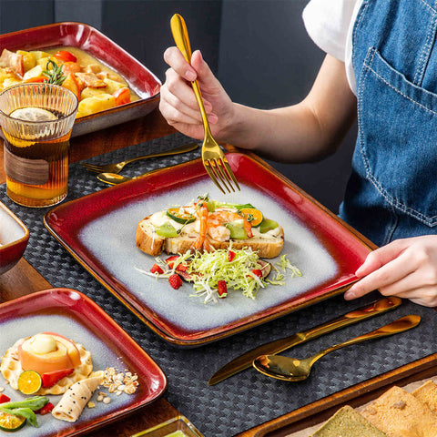 Stern 16 Piece Red Square Dinnerware Set